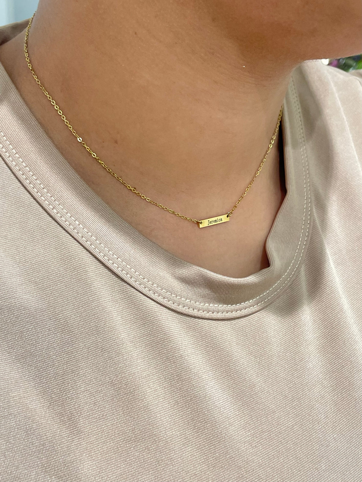 Minimalist custom engraved necklace