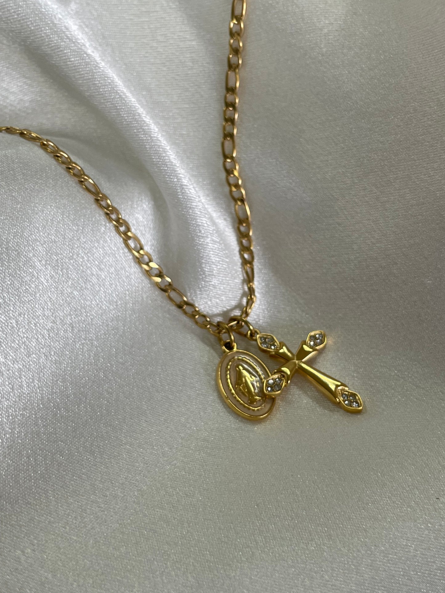 Almighty medal cross necklace