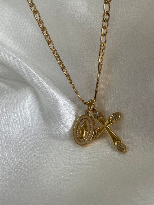 Almighty medal cross necklace