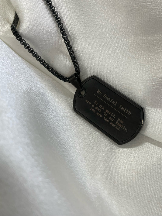 Black Military tag necklace