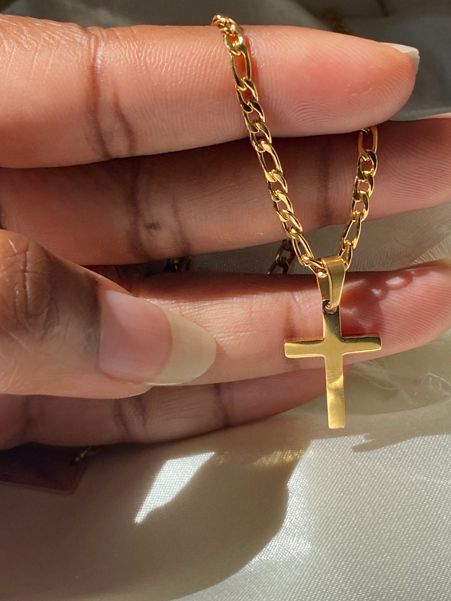 Custom engraved necklace + cross chain (3mm chain)